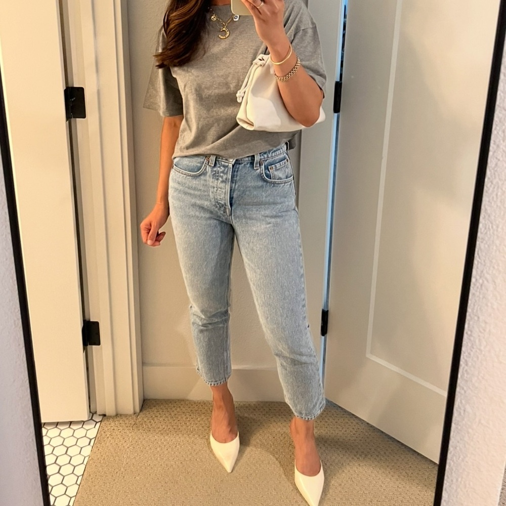 GRLFRND Light Wash Ankle Jeans